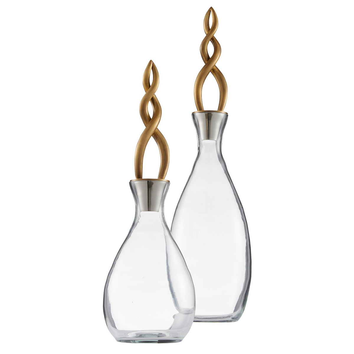 Carafes à élixir, lot de 2, en laiton fumé/vintage