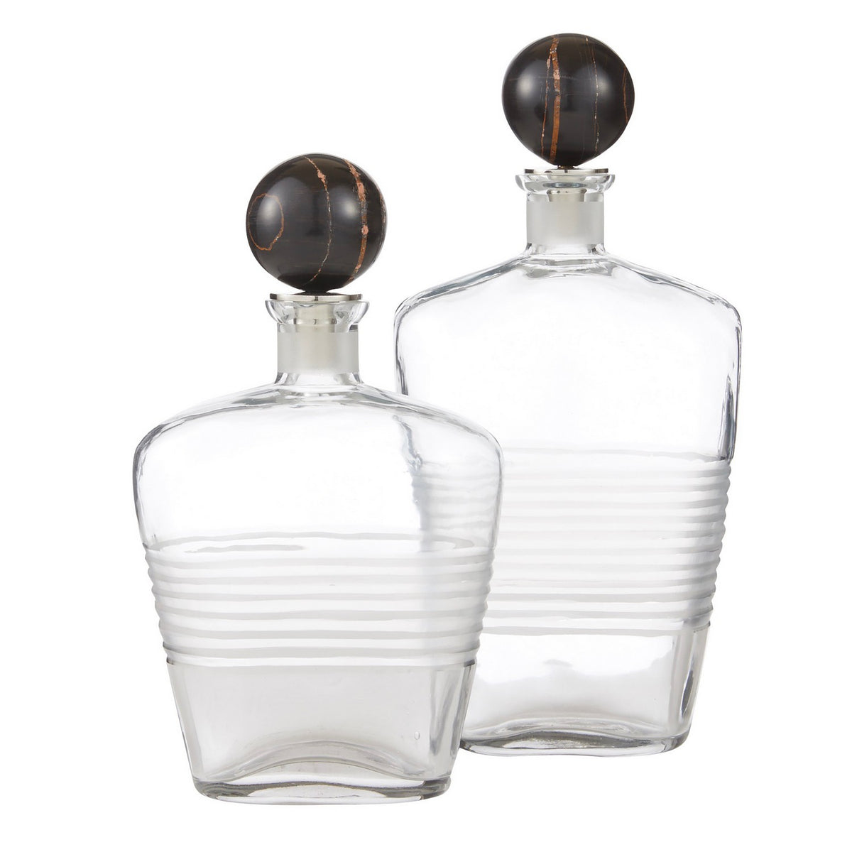 Carafes Eaves, lot de 2 en verre transparent/bengale