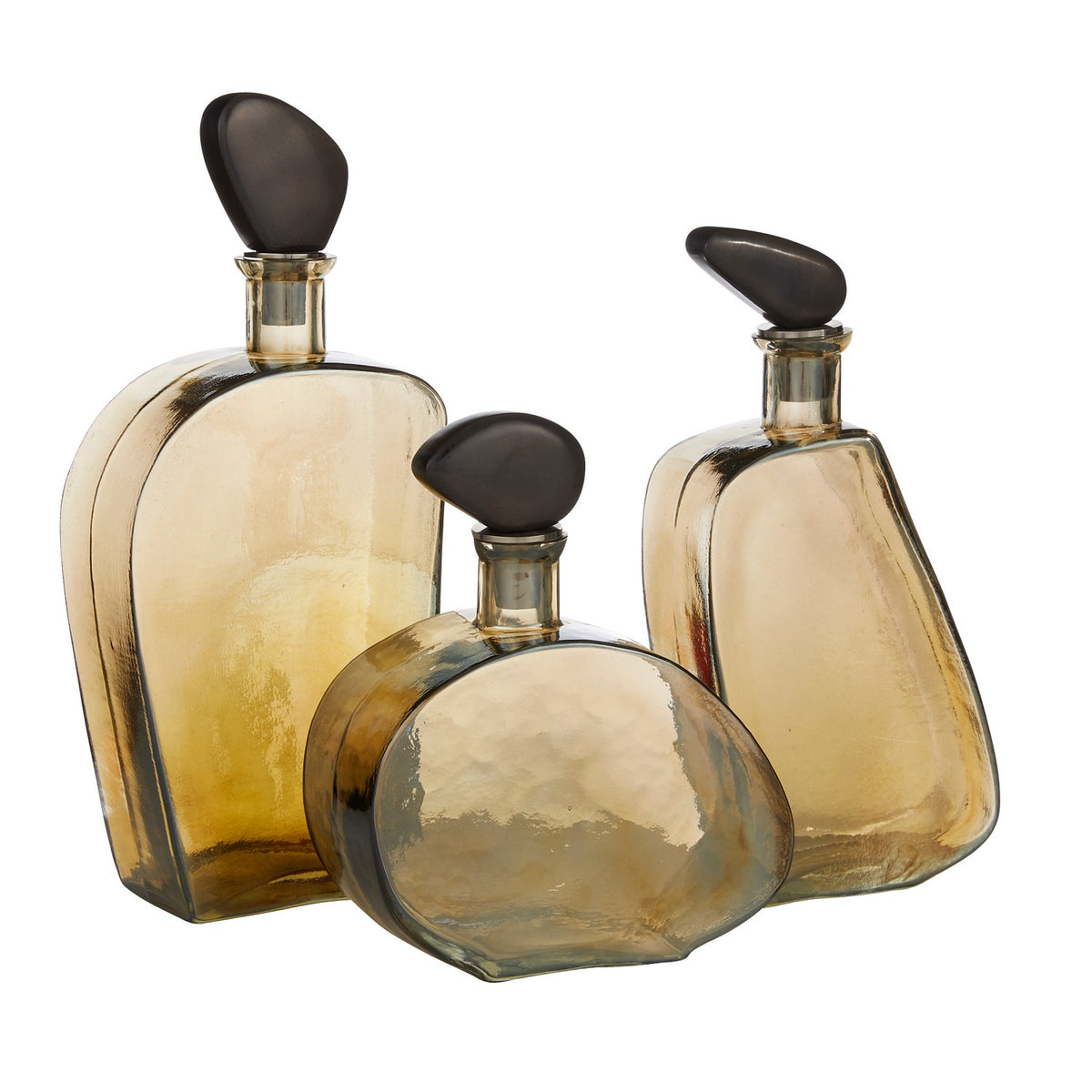 Carafes Calhoun, ensemble de 3 en bronze fumé