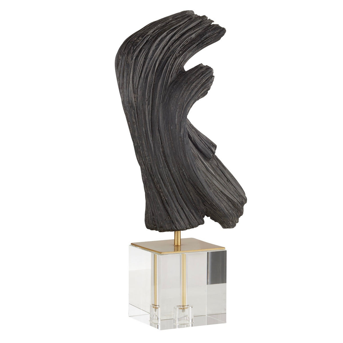 Sculpture Edris en ébène/laiton antique/transparent