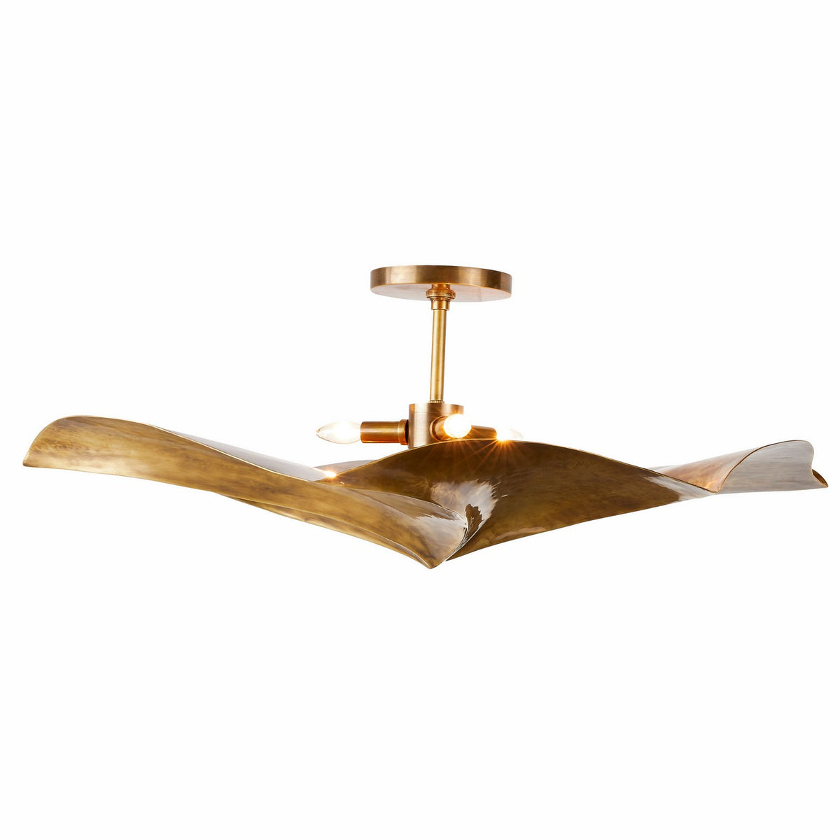 Daniella Three Light Flush Mount in Vintage Brass