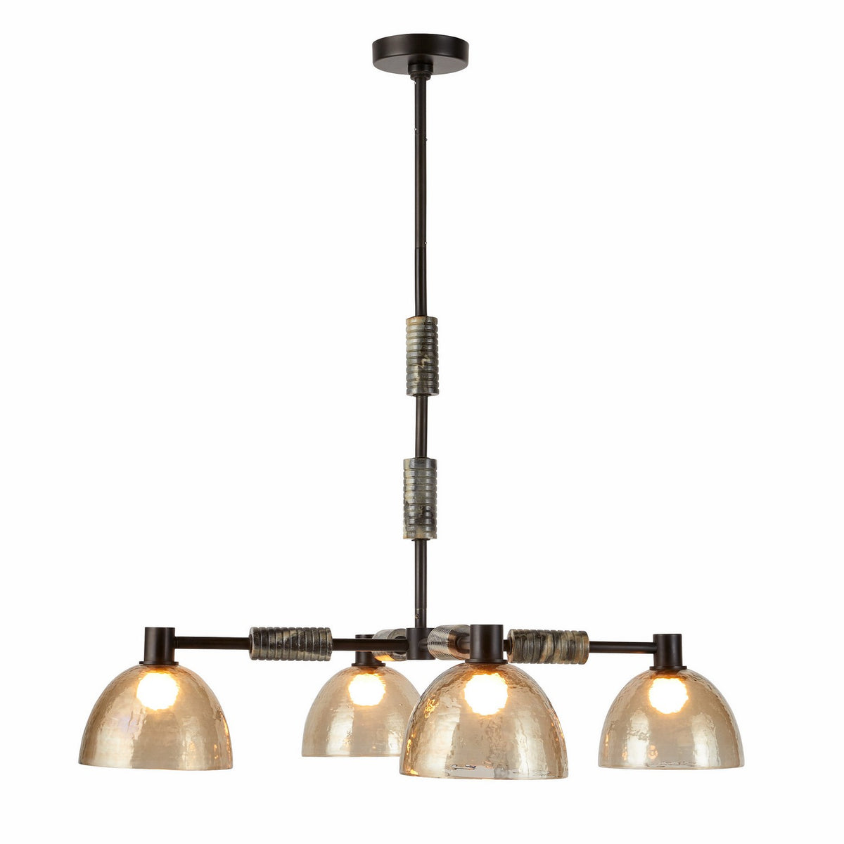 Eli Four Light Chandelier in Blackened Iron/Smoke/Black