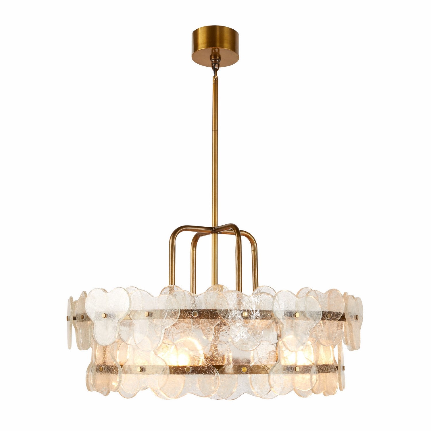 Cascade Four Light Chandelier in Clear/Antique Brass