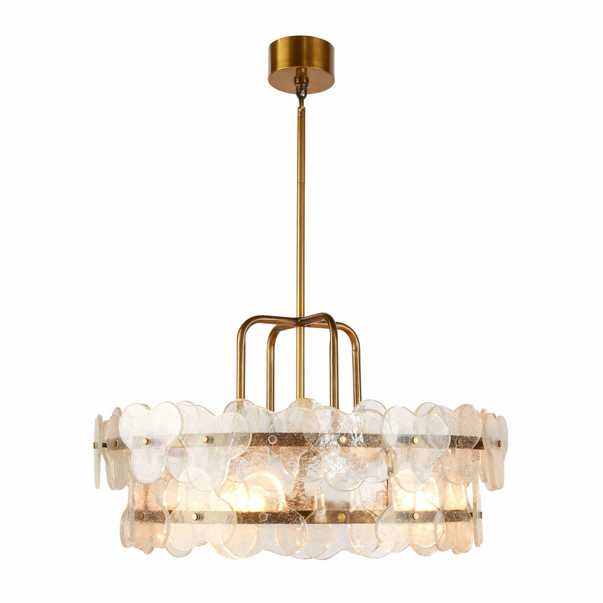 Cascade Four Light Chandelier in Clear/Antique Brass