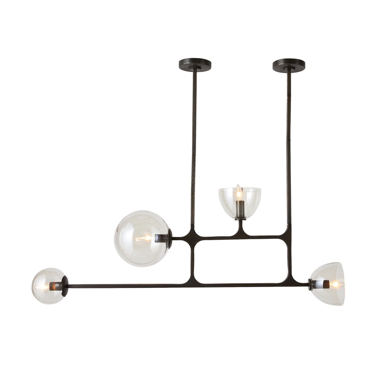 Dillon Four Light Linear Chandelier in English Bronze/Smoke