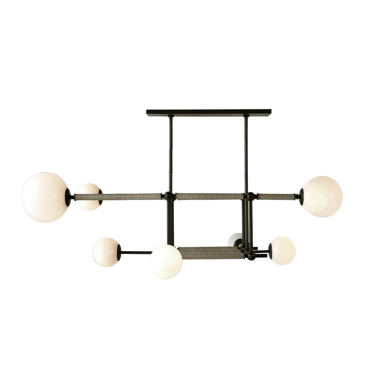 Erica Eight Light Linear Chandelier in English Bronze/Opal/Taupe