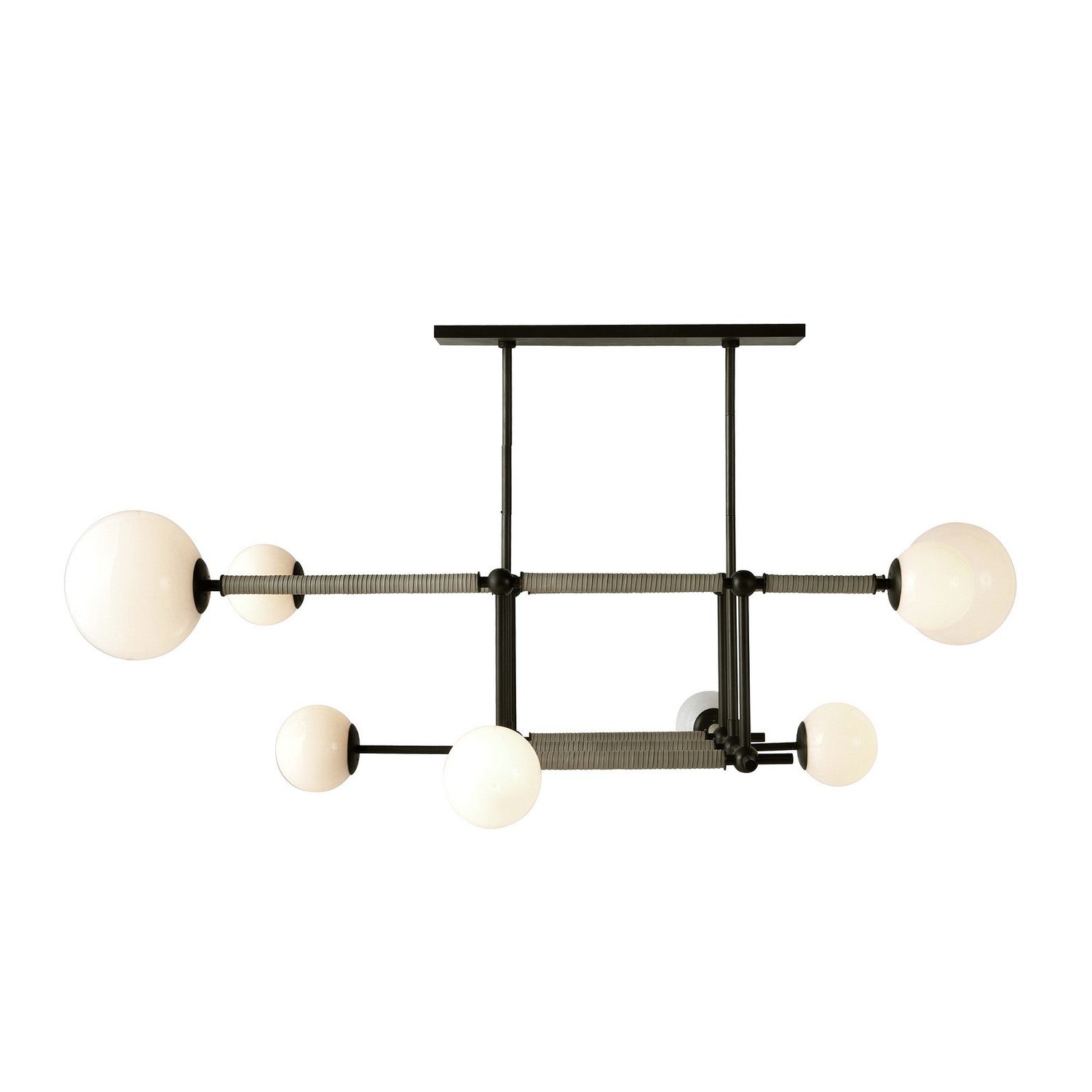 Erica Eight Light Linear Chandelier in English Bronze/Opal/Taupe