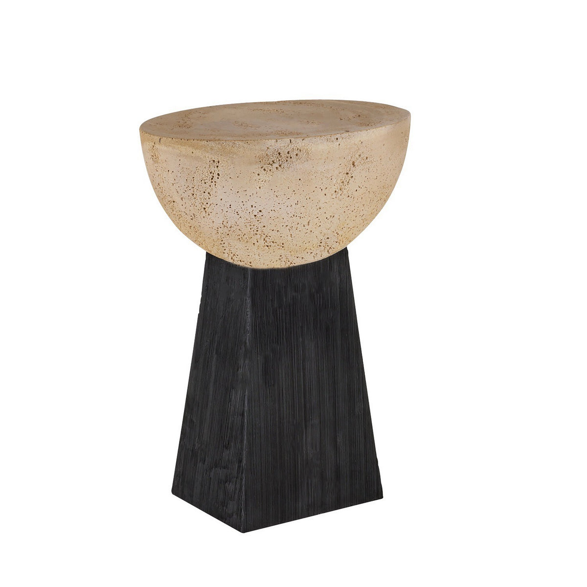 Table d'appoint Dorian en travertin Chai/noir