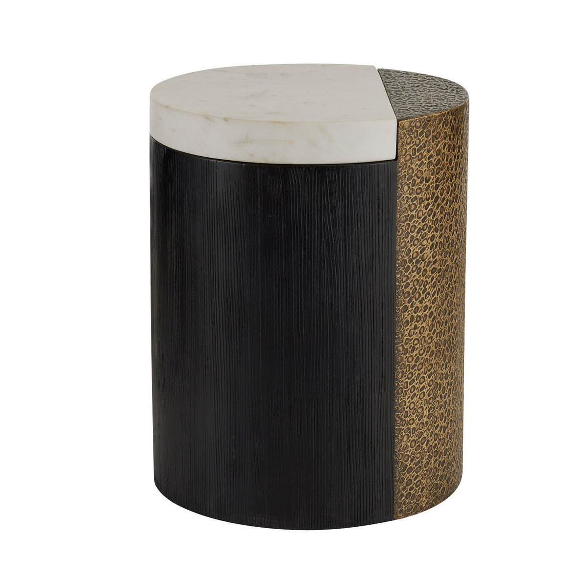 Celestine Accent Table in White/Antique Brass/Ebony