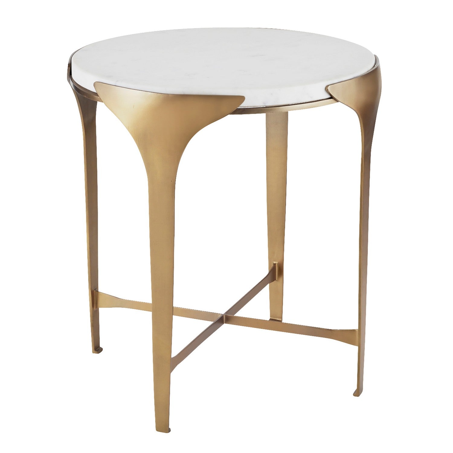 Janine End Table in White/Antique Brass