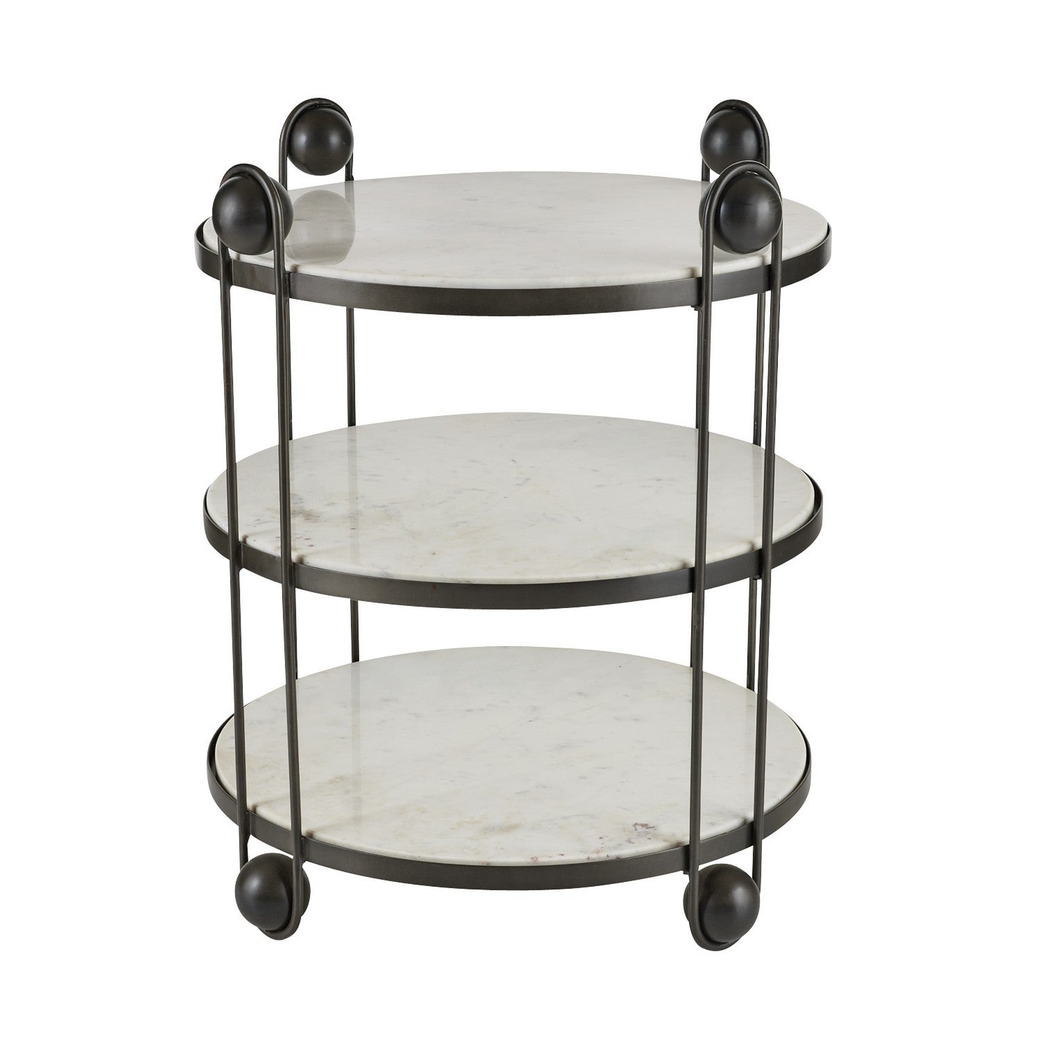Carlita End Table in White/Bronze