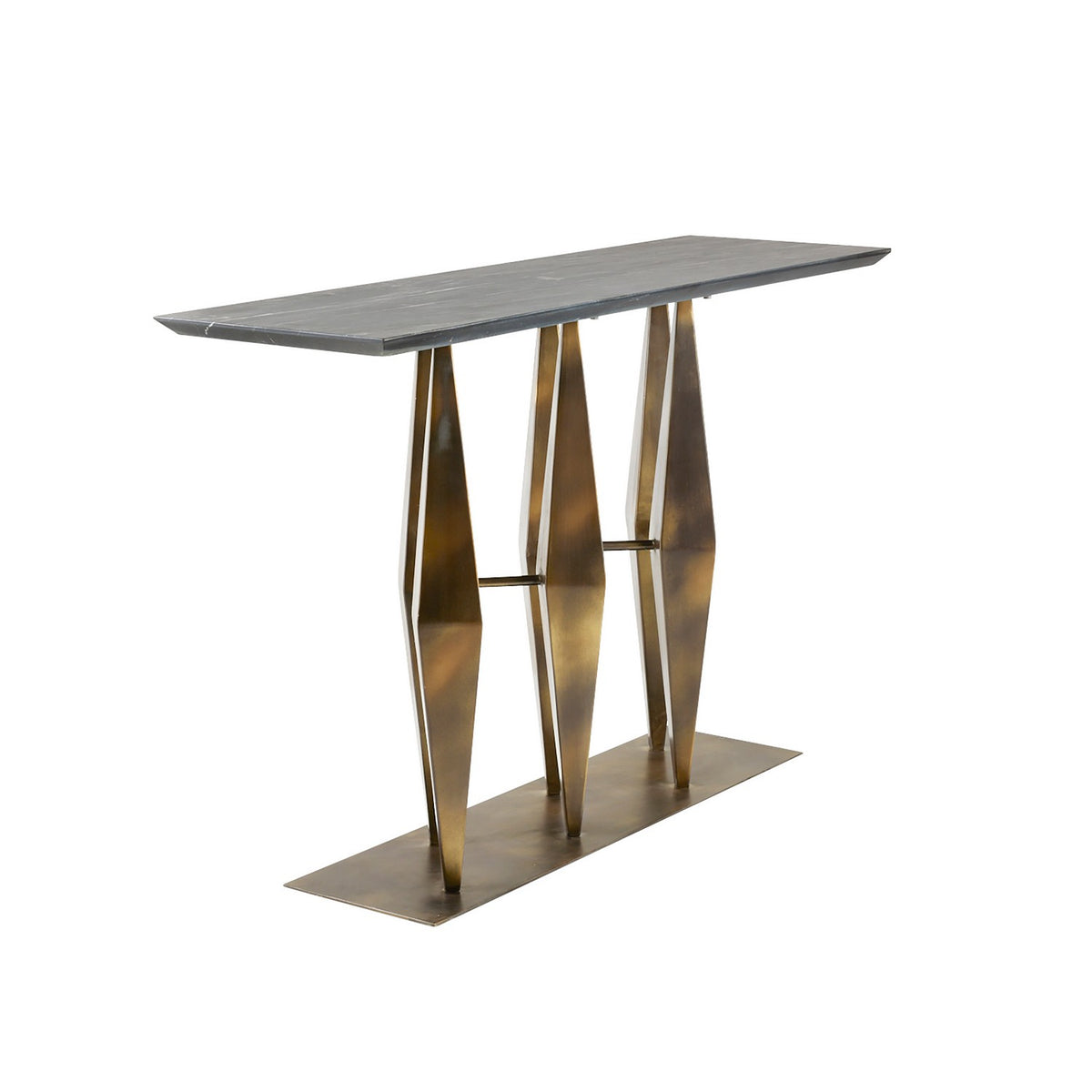 Dagmar Console in Matte Black/Antique Gold