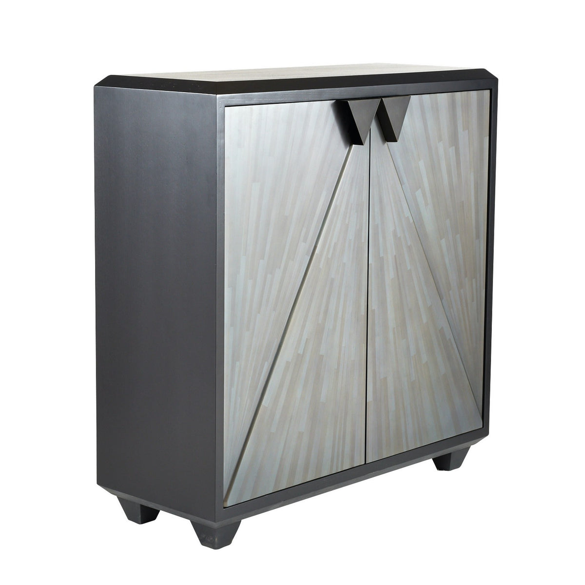 Ellington Cabinet in Gray Straw Marquetry/Ebony/Bronze