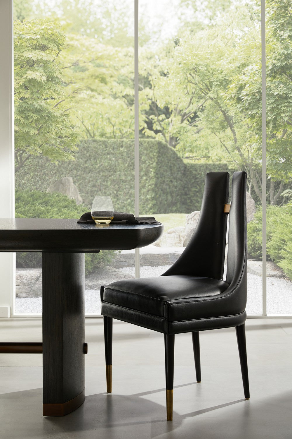 Crowley Dining Chair in Black/Ebony/Antique Brass
