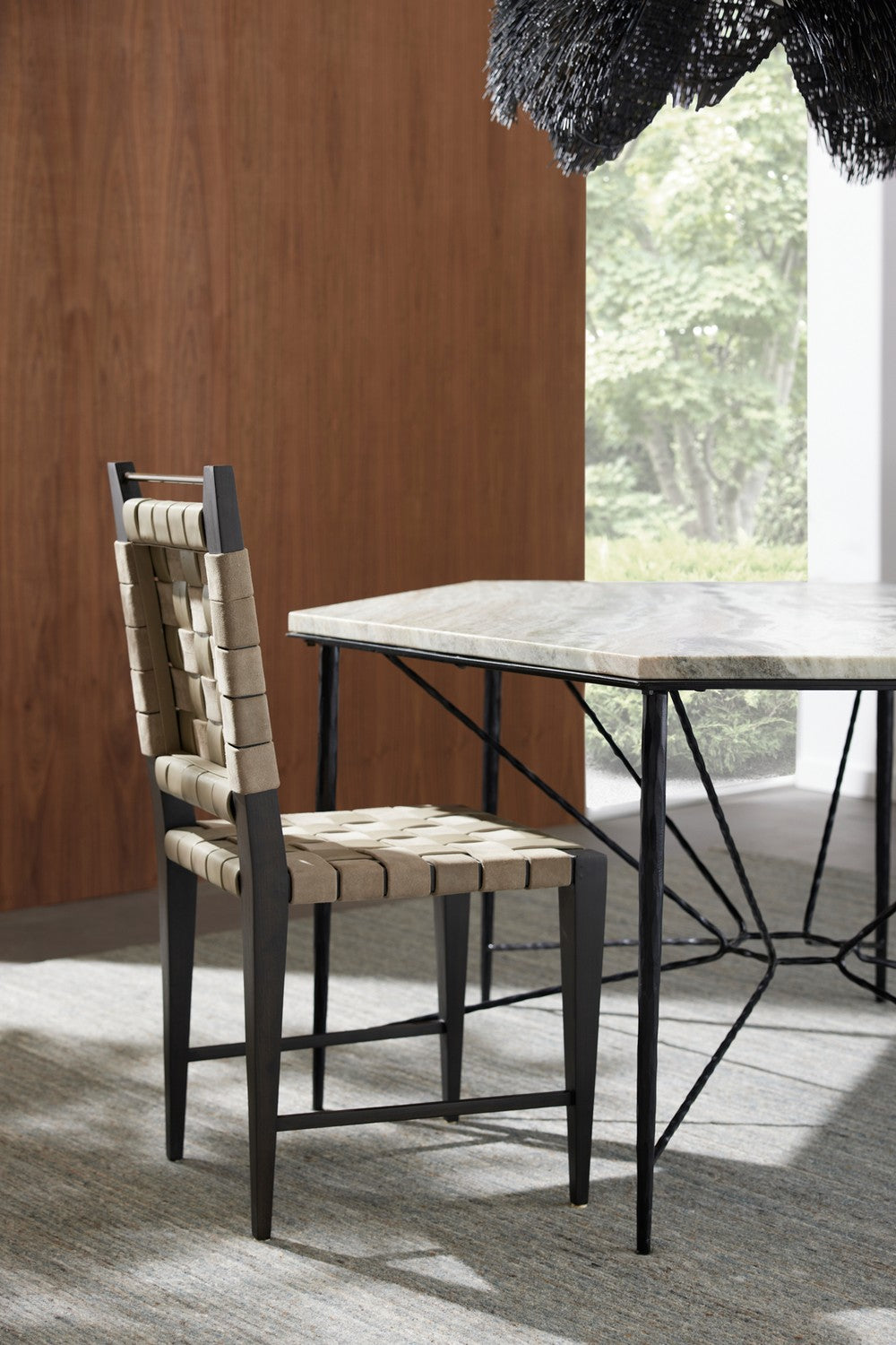 Lakewood Dining Chair in Stone/Stone/Ebony/Antique Brass