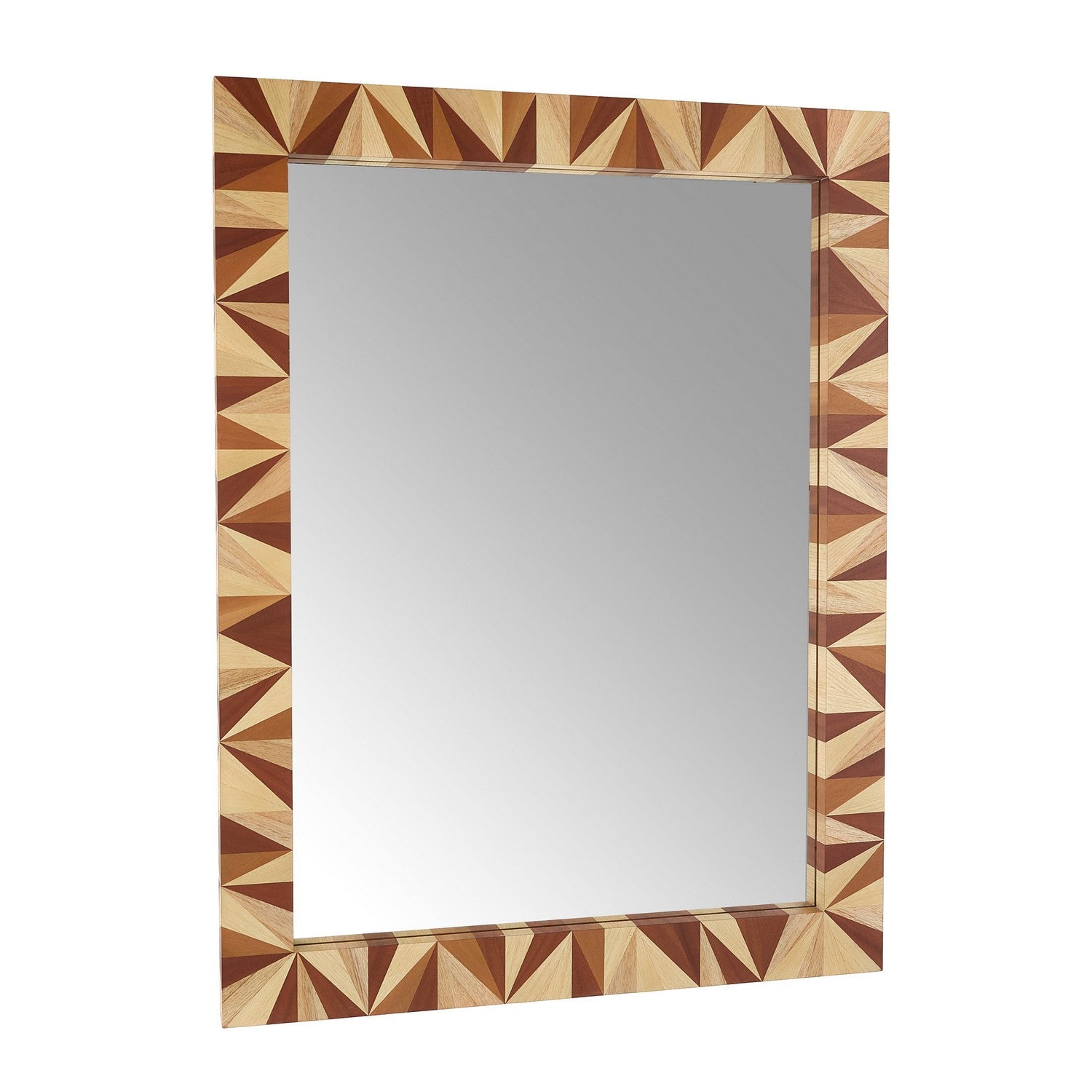 Calico Mirror in Blonde Straw Marquetry/Plain