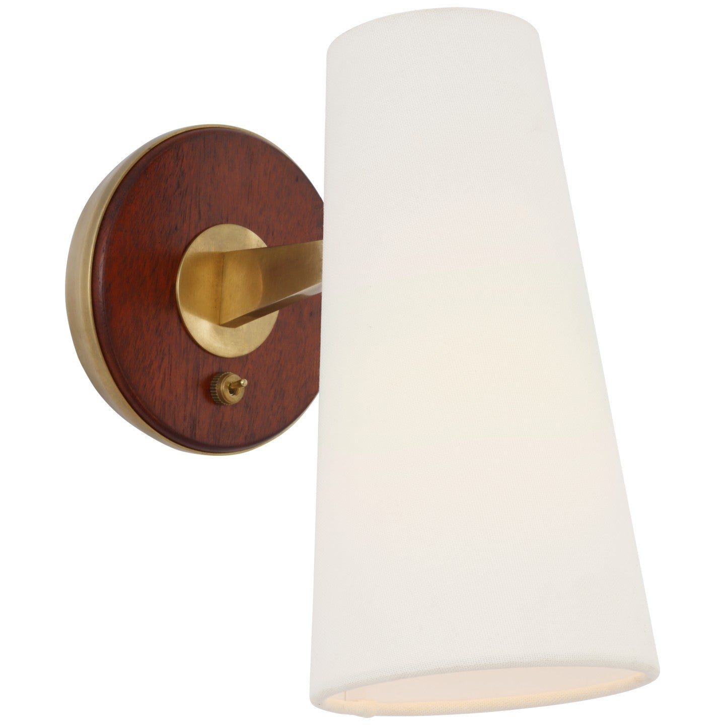 Olina 10" Sconce in Hand-Rubbed Antique Brass and Mahogany w/ Linen Shade