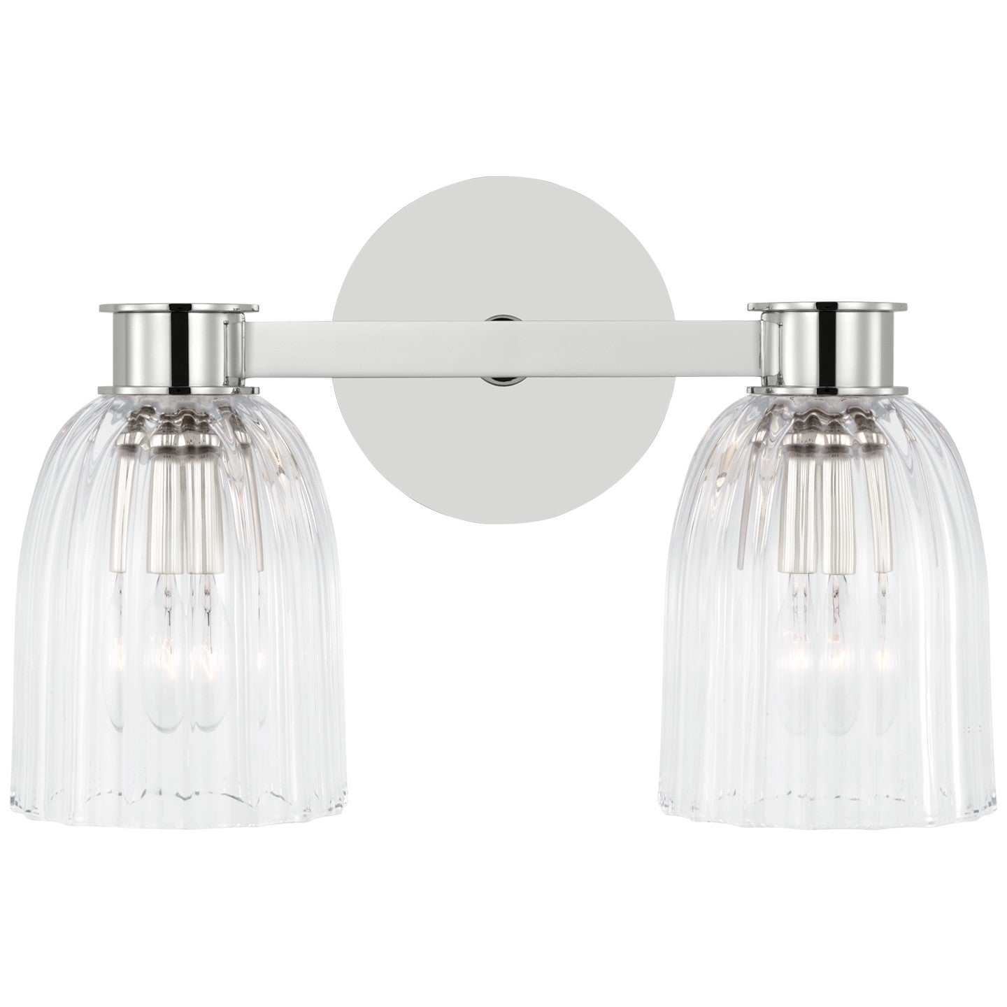 Asalea Double Sconce in Polished Nickel w/ Clear Glass