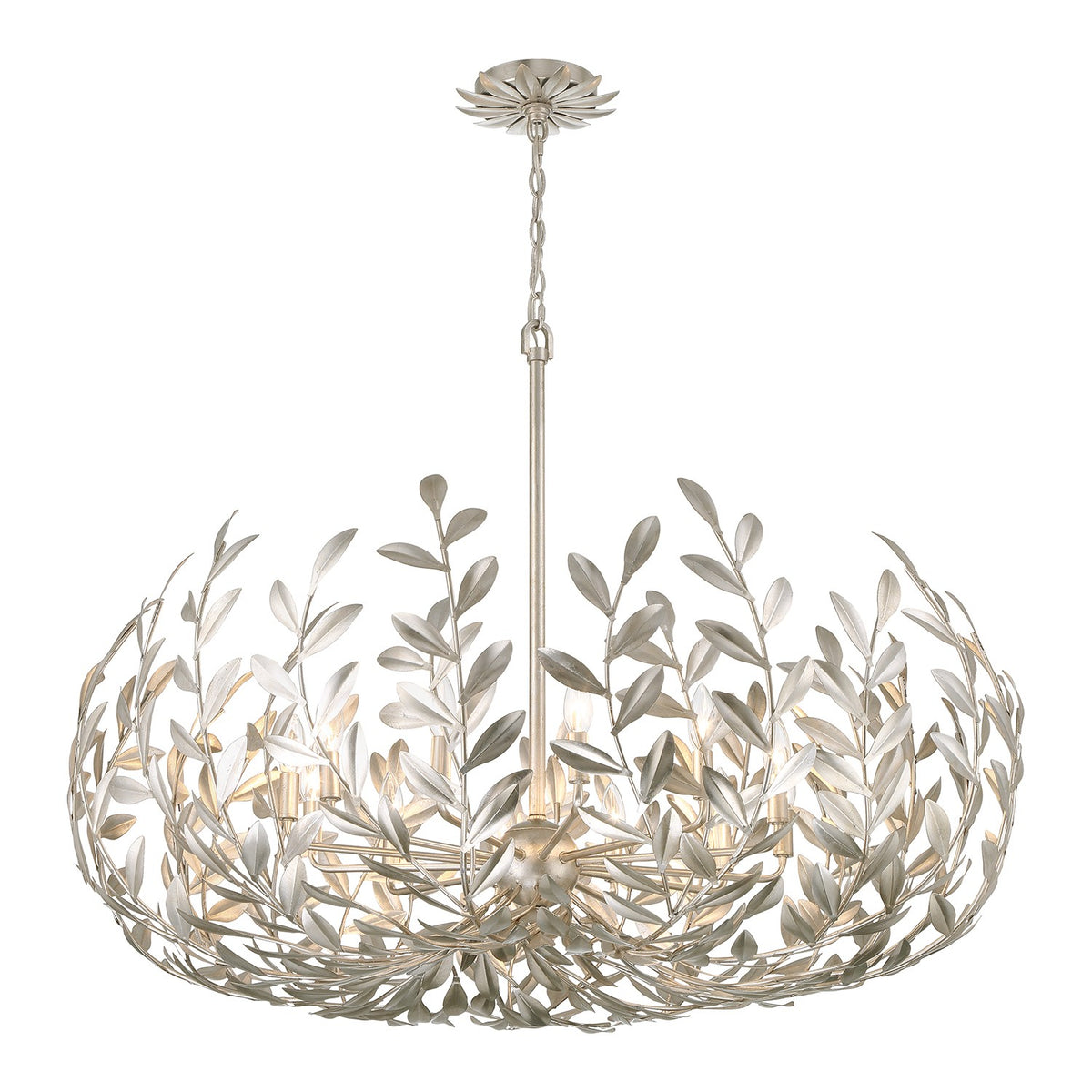 Broche 12 Light Chandelier in Antique Silver