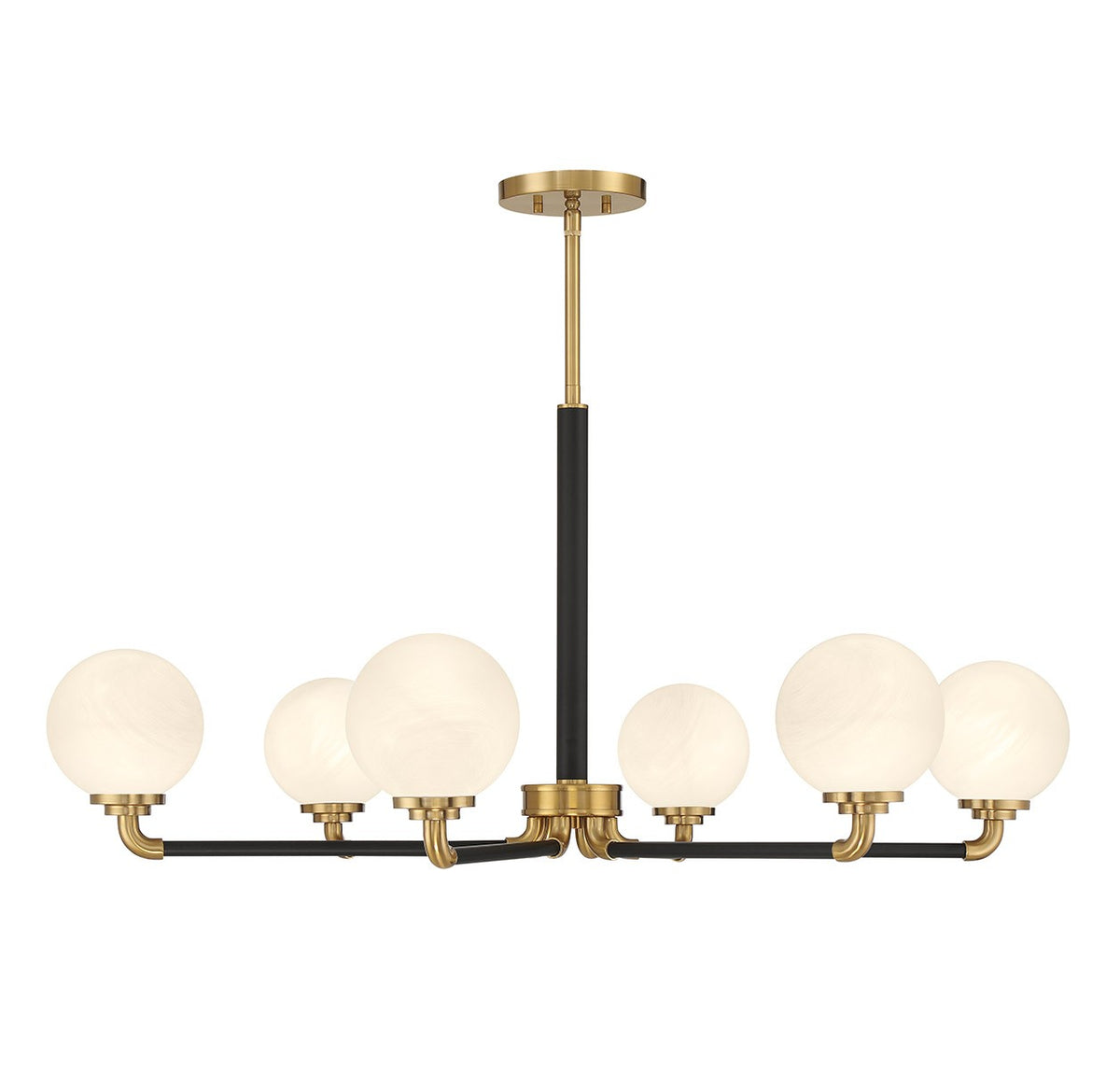 Dresden Six Light Chandelier in Matte Black w/ Warm Brass