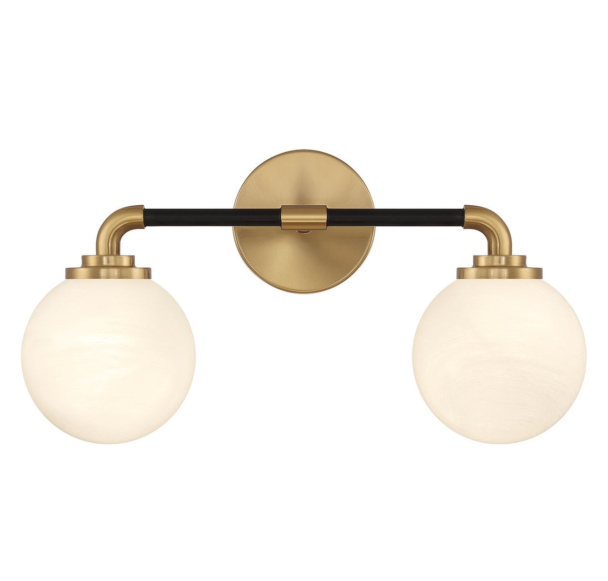 Dresden Two Light Bathroom Vanity in Matte Black w/ Warm Brass