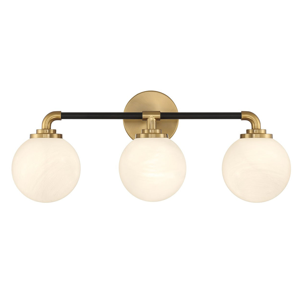 Dresden Three Light Bathroom Vanity in Matte Black w/ Warm Brass