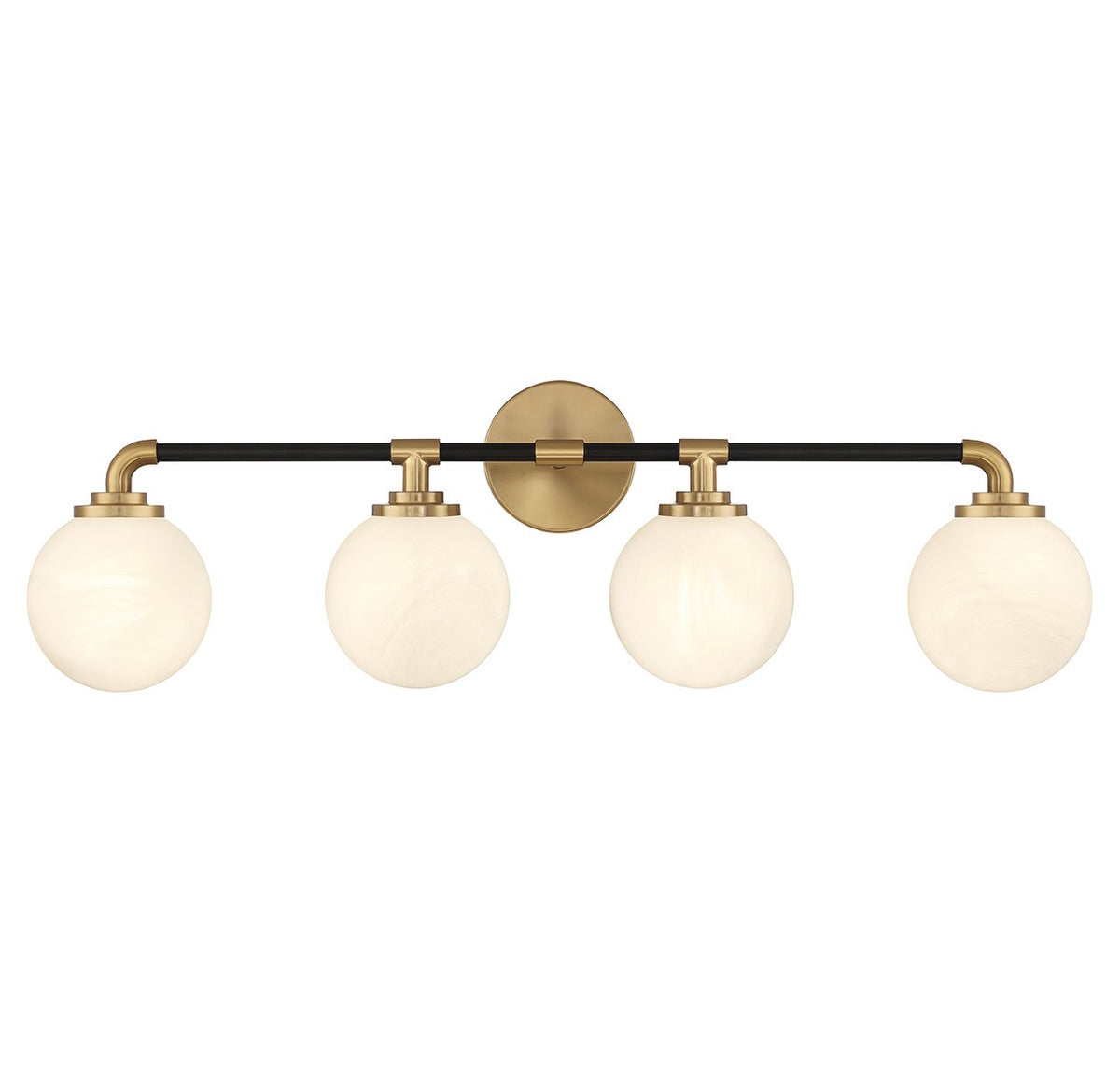 Dresden Four Light Bathroom Vanity in Matte Black w/ Warm Brass