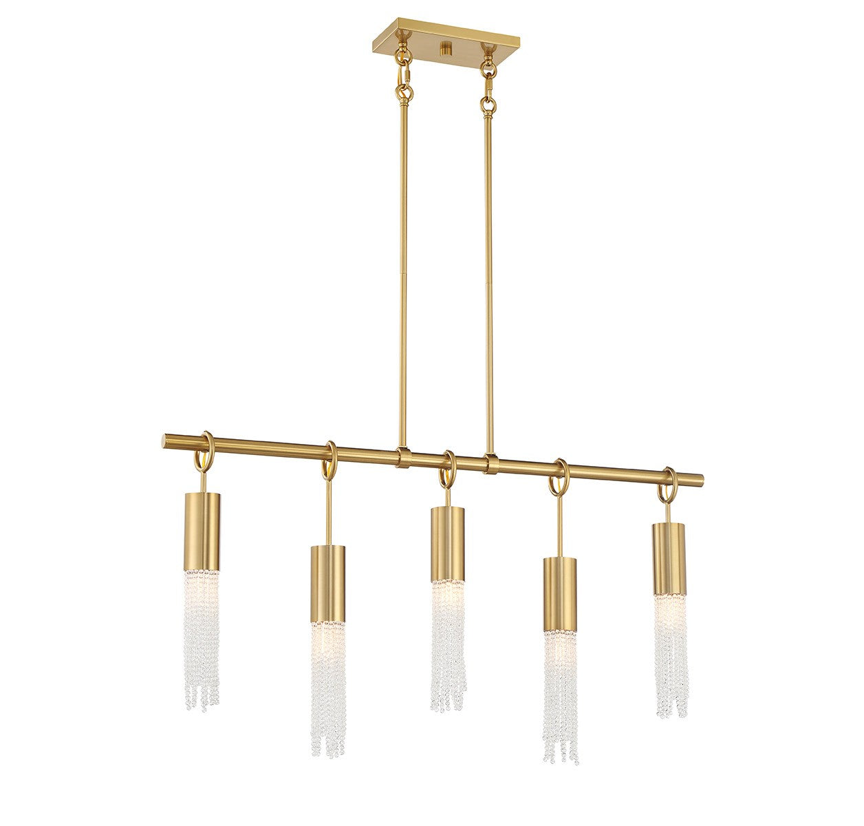Chelsea Five Light Linear Chandelier in Warm Brass