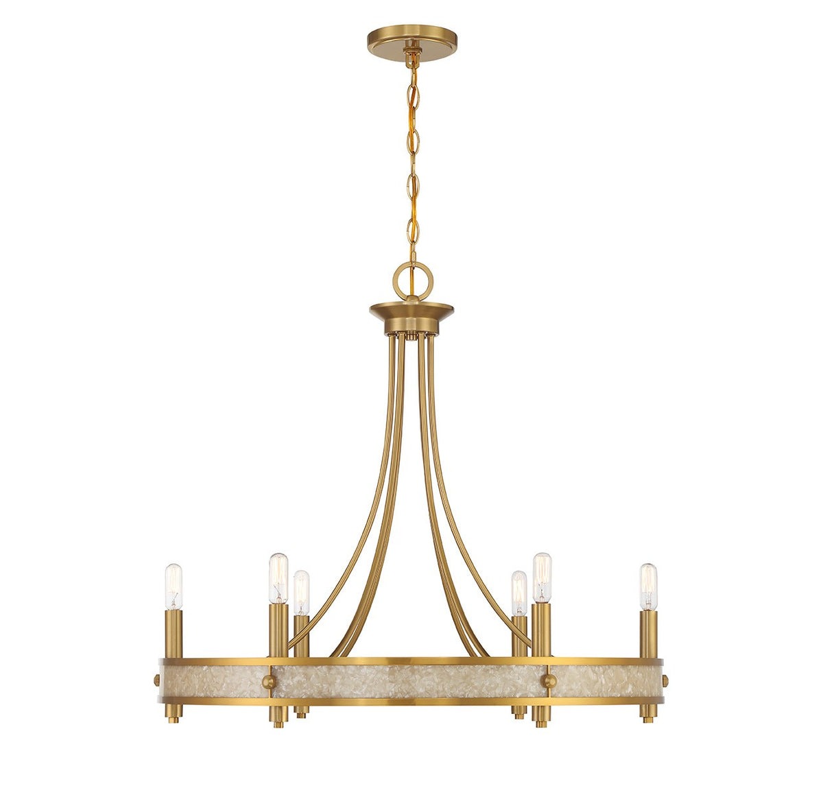 Camden Six Light Chandelier in Warm Brass