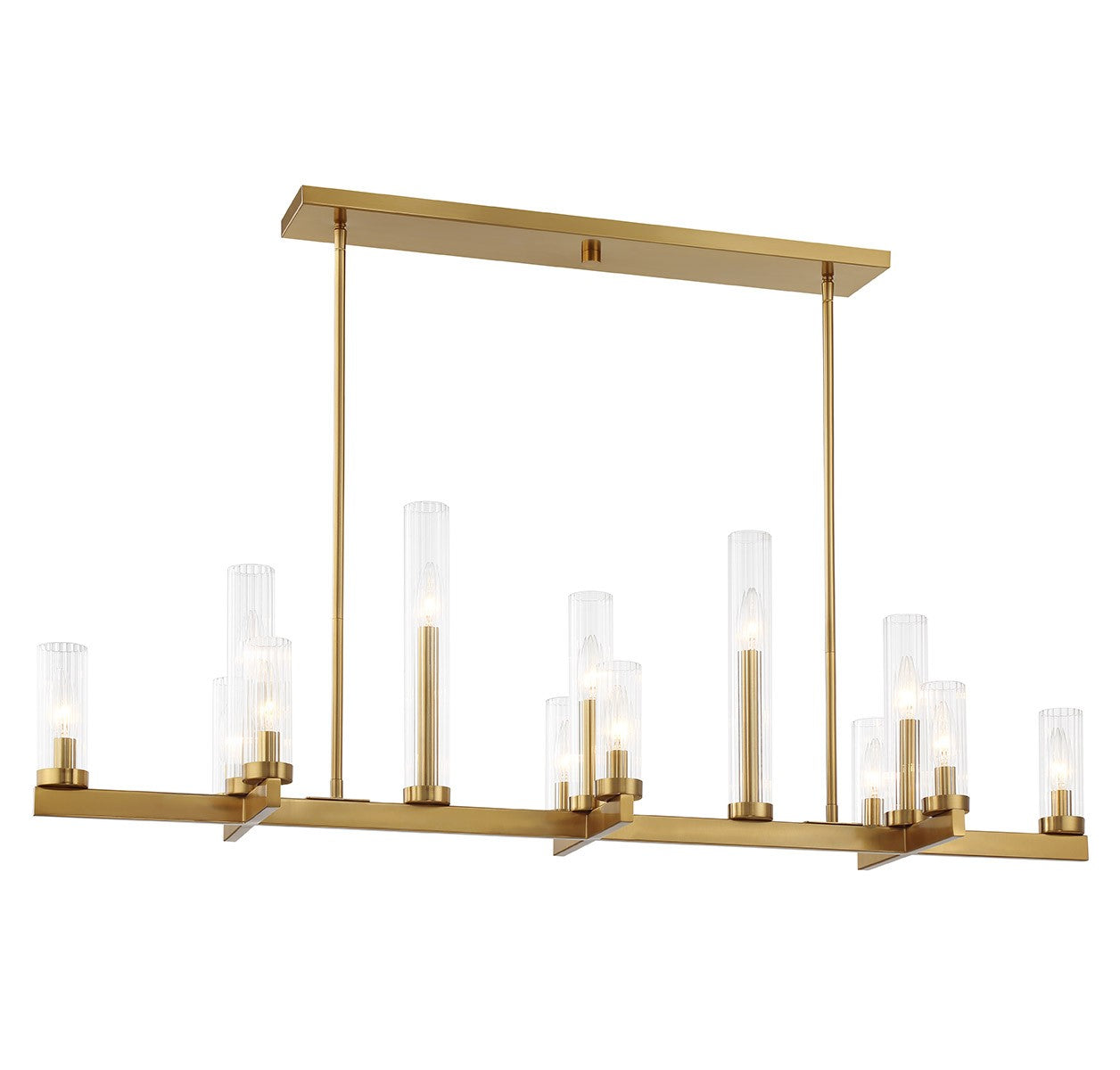 Carina 13 Light Linear Chandelier in Warm Brass