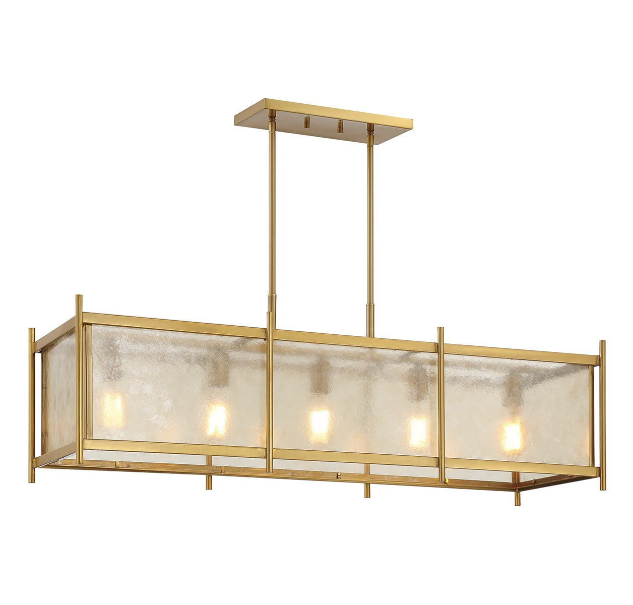 Jacobs Five Light Linear Chandelier in Warm Brass