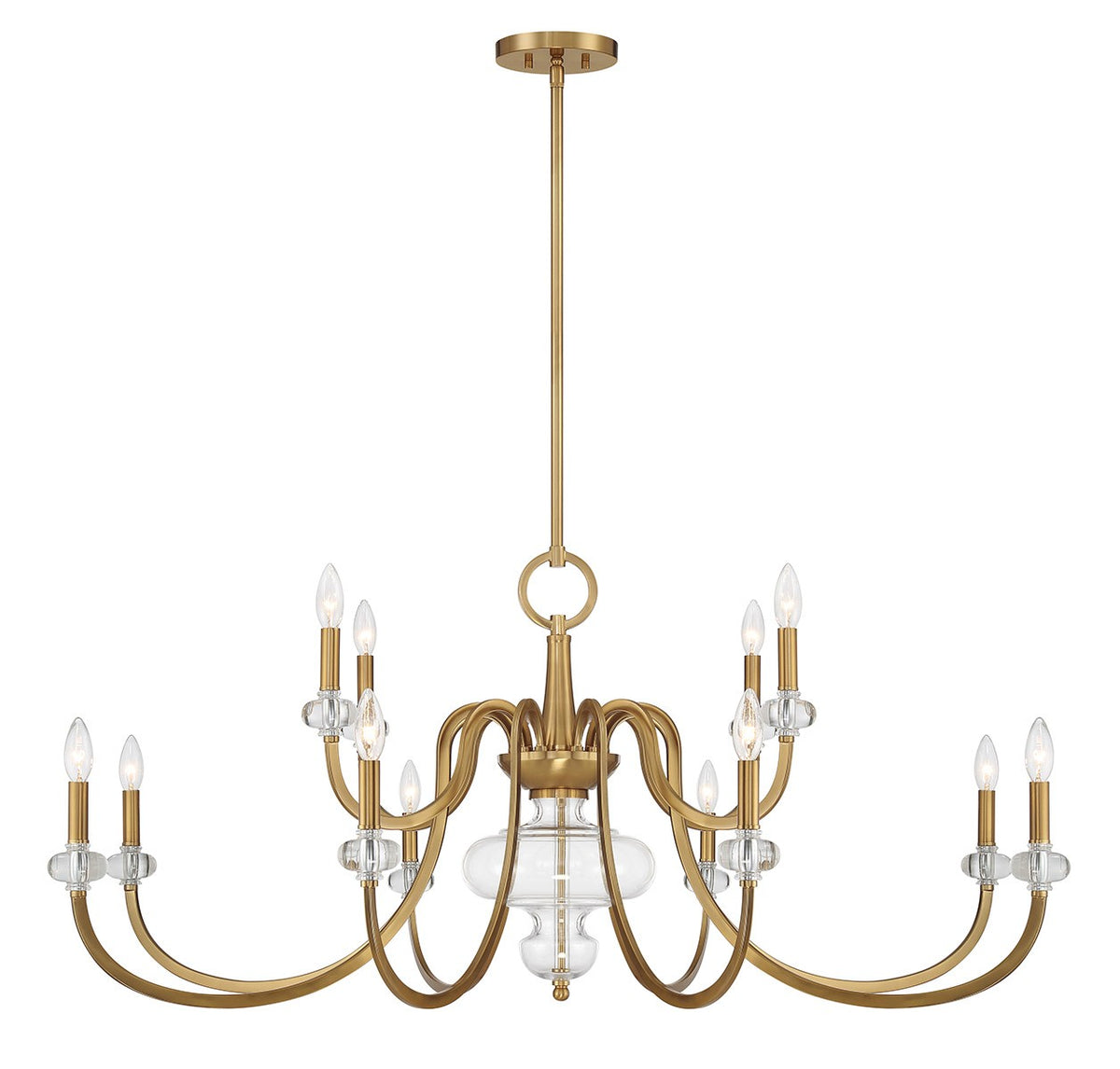Bergdorf 12 Light Chandelier in Warm Brass