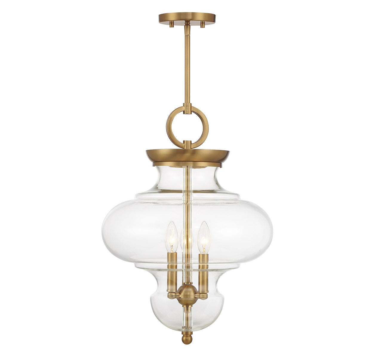 Suspension Bergdorf trois lumières en laiton chaud