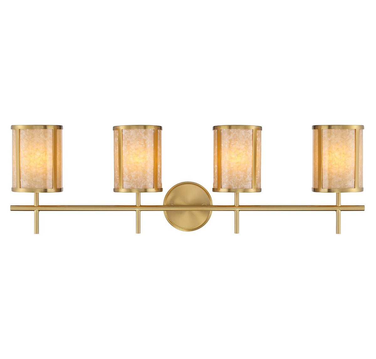 Camden Four Light Bathroom Vanity in Warm Brass