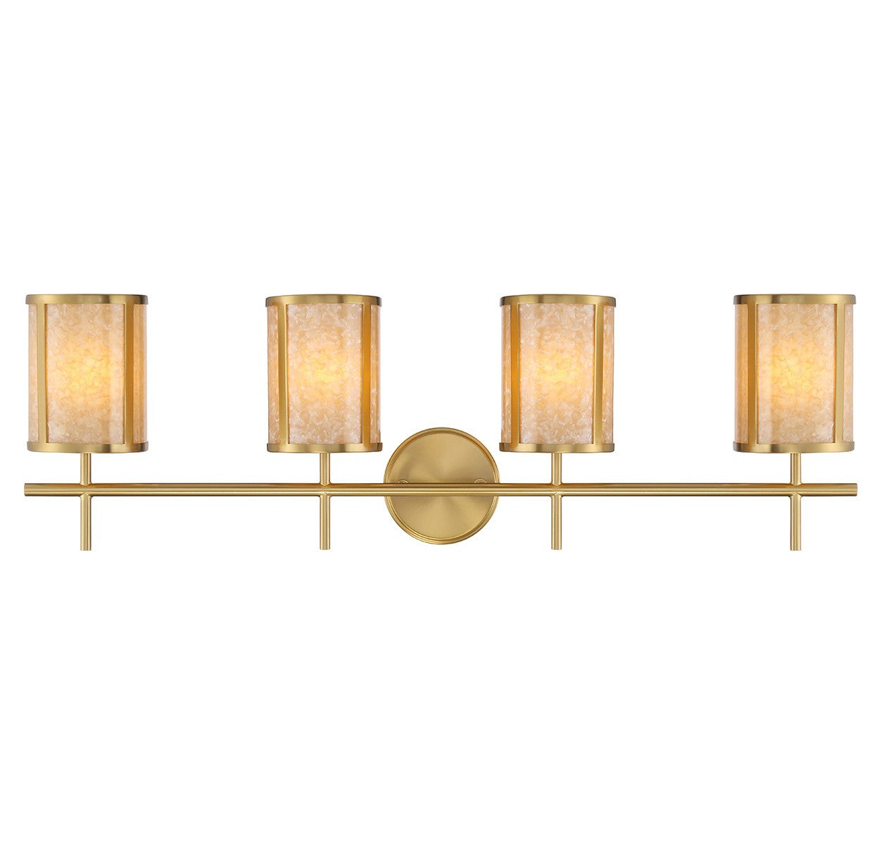 Camden Four Light Bathroom Vanity in Warm Brass