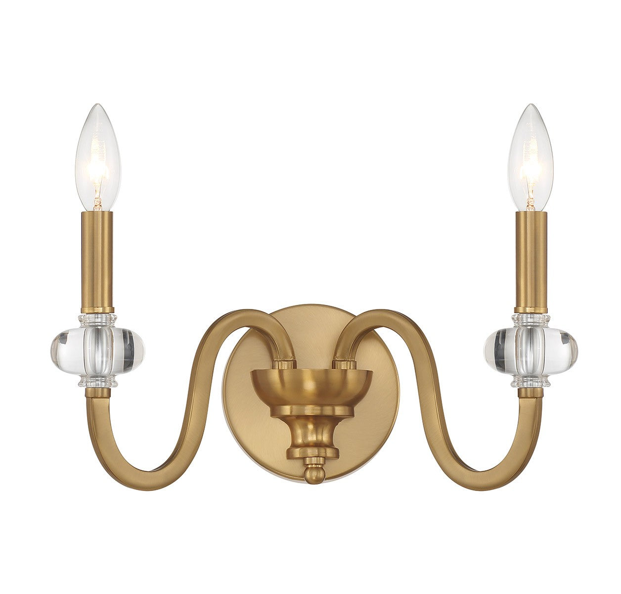 Bergdorf Two Light Wall Sconce in Warm Brass