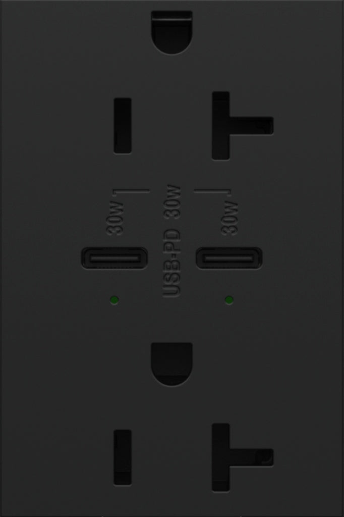 Prise double USB Type-C/C 20 A résistante aux bourrages avec Power Delivery ultra-rapide, grand format
