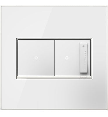 Adorne Two-Gang Wall Plate in Mirror White-on-White
