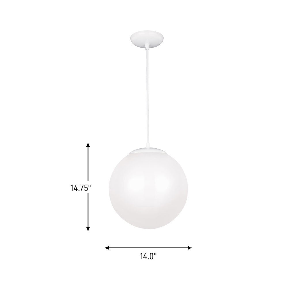 Leo - Hanging Globe One Light Pendant in White