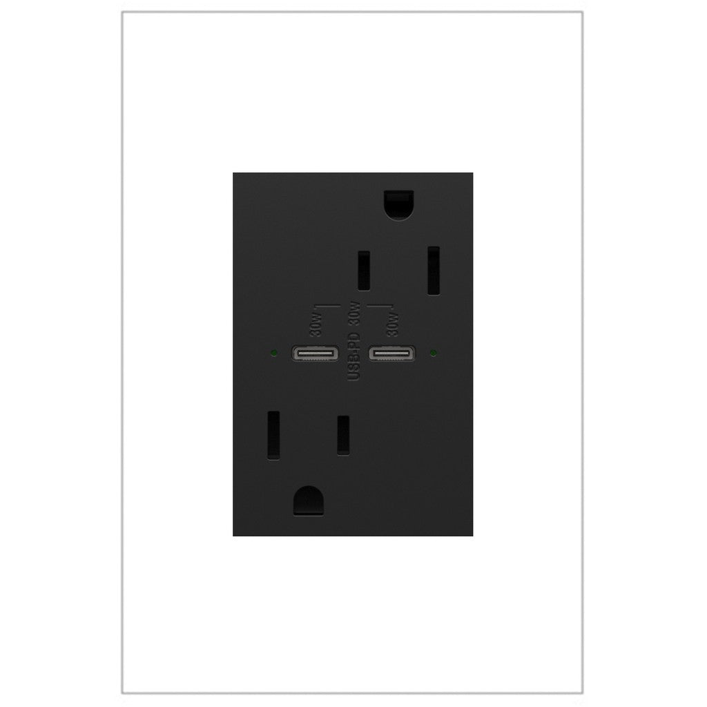15A Tamper-Resistant Ultra-Fast Plus Power Delivery USB Type-C/C Outlet, Plus-Size