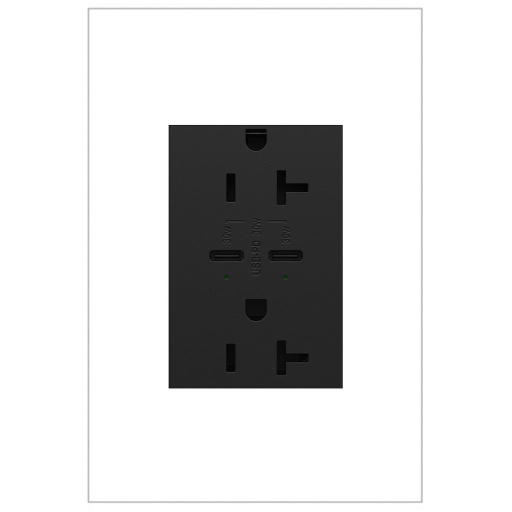 20A Tamper-Resistant Ultra-Fast Plus Power Delivery USB Type-C/C Outlet, Plus-Size