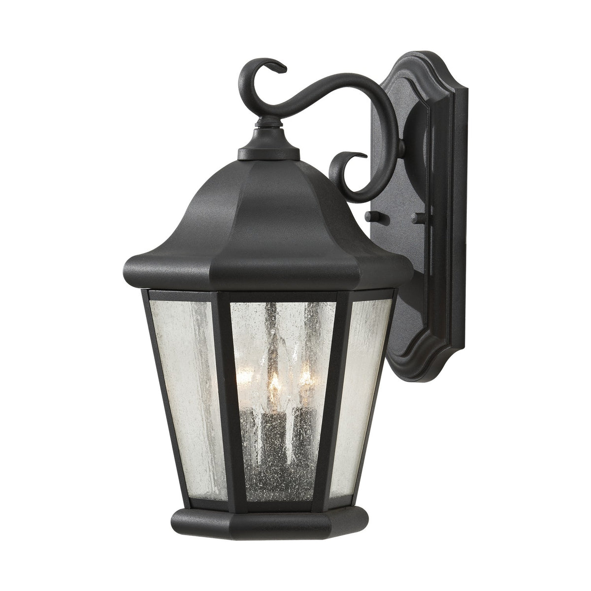 Martinsville Three Light Outdoor Wall Lantern in Black