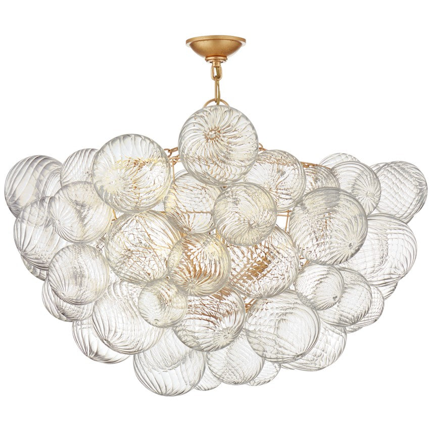Talia Eight Light Semi-Flush Mount in Gild and Clear Swirled Glass