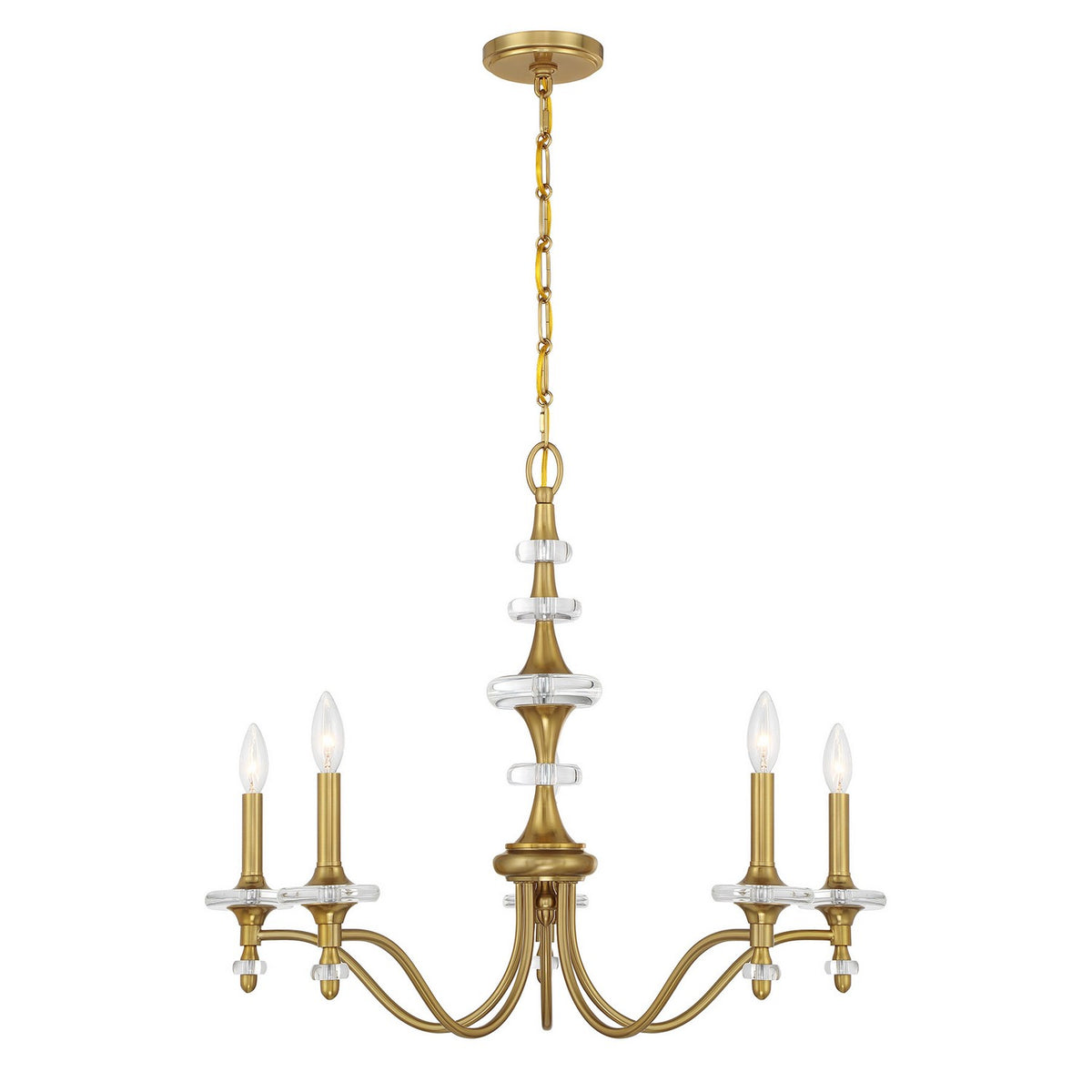 Champlain Five Light Chandelier in Warm Brass