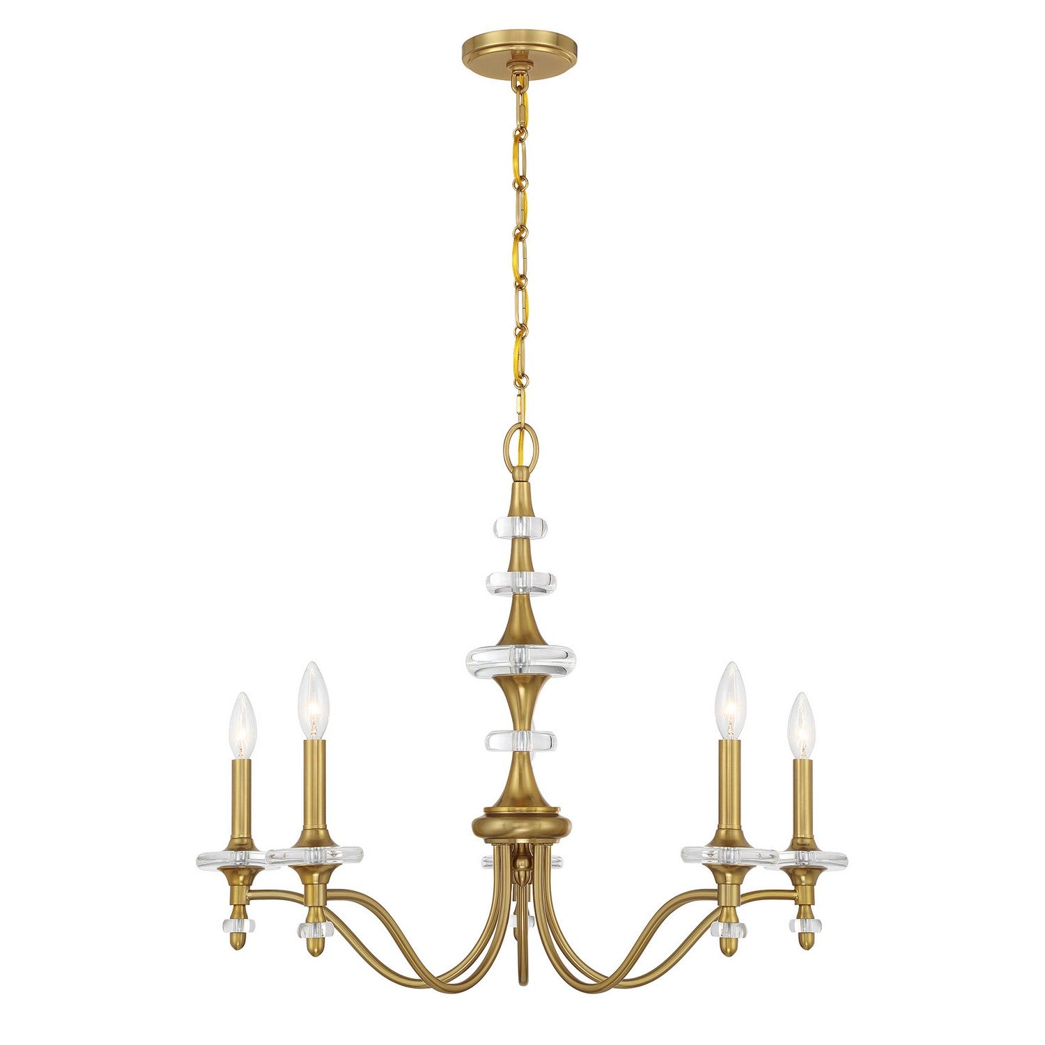 Champlain Five Light Chandelier in Warm Brass