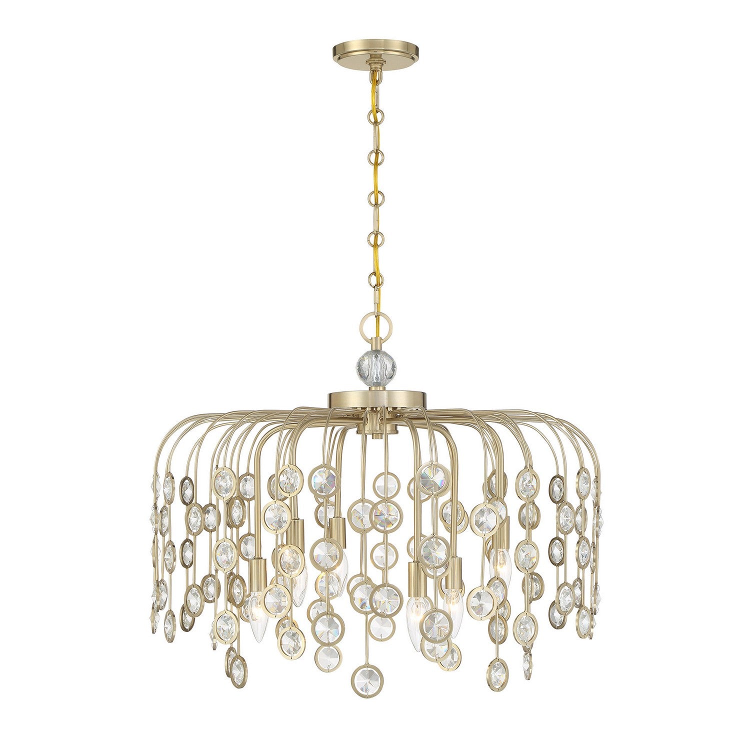 Irina Six Light Chandelier in Noble Brass