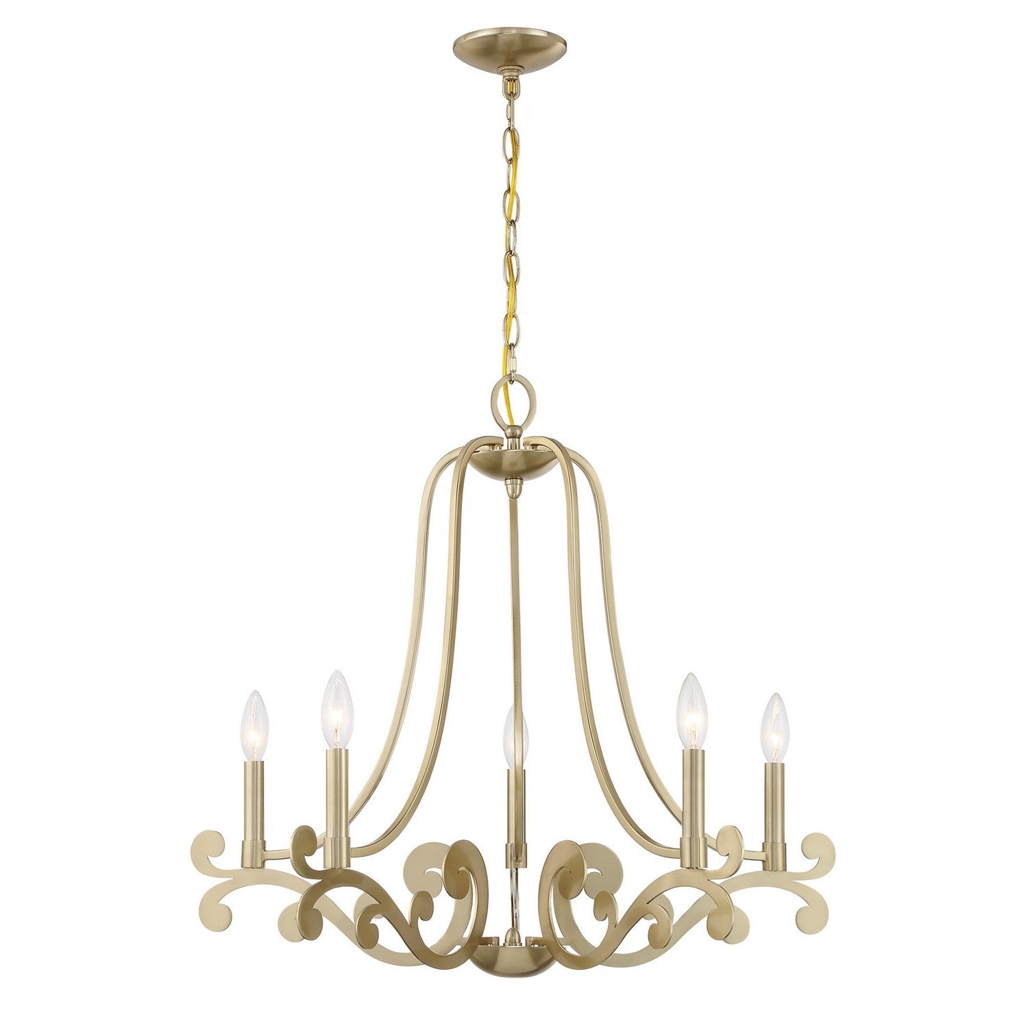 Lombard Five Light Chandelier in Noble Brass