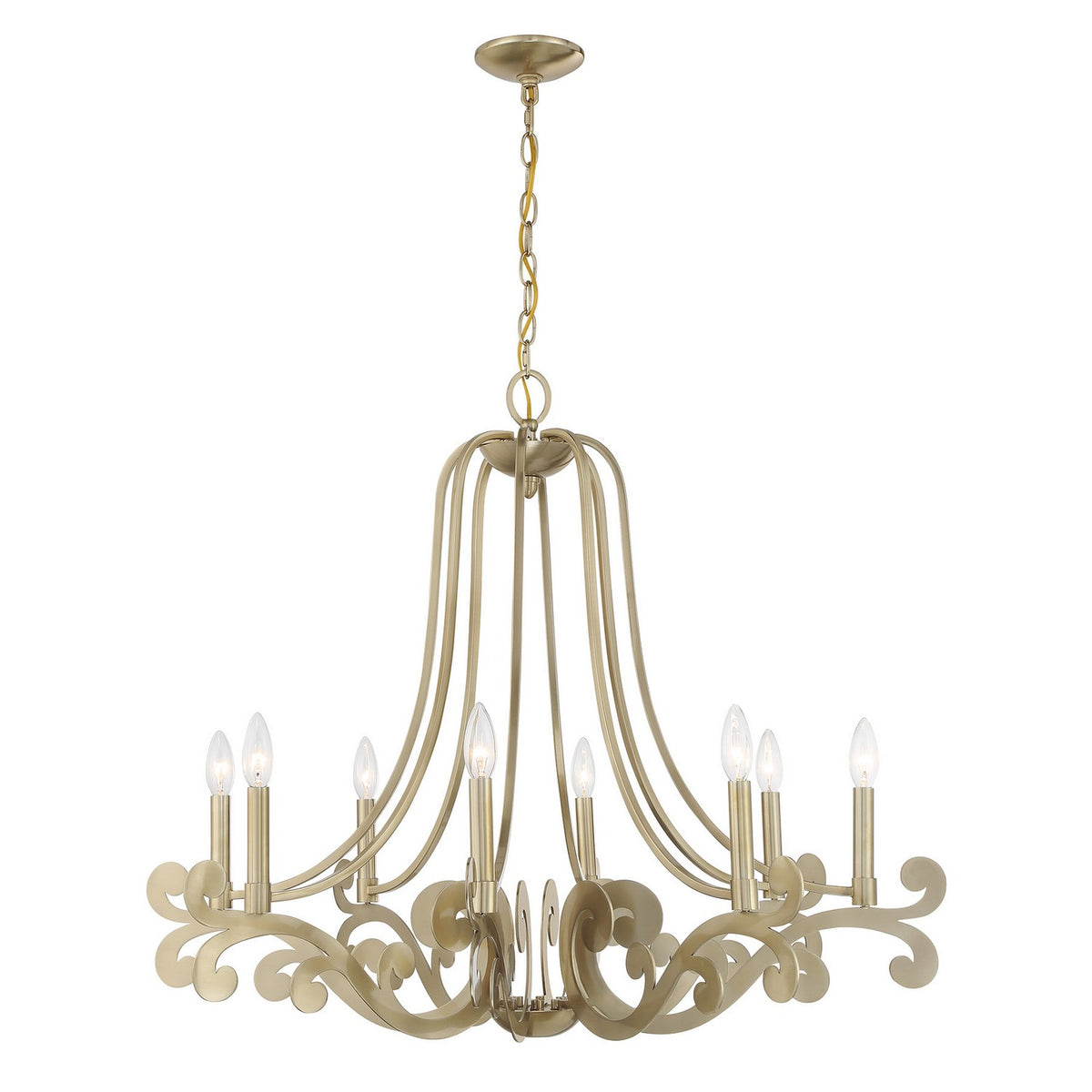 Lombard Eight Light Chandelier in Noble Brass
