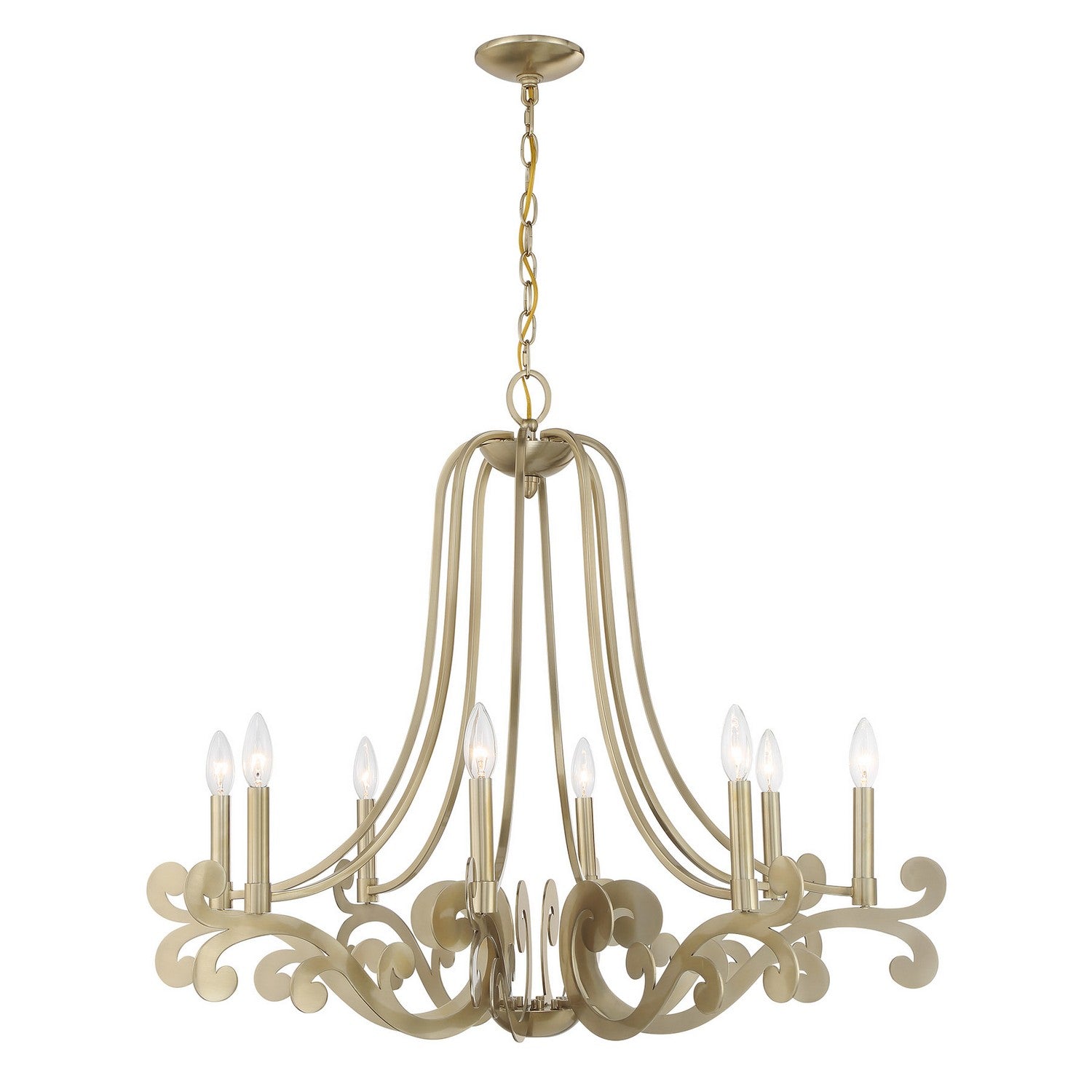 Lombard Eight Light Chandelier in Noble Brass