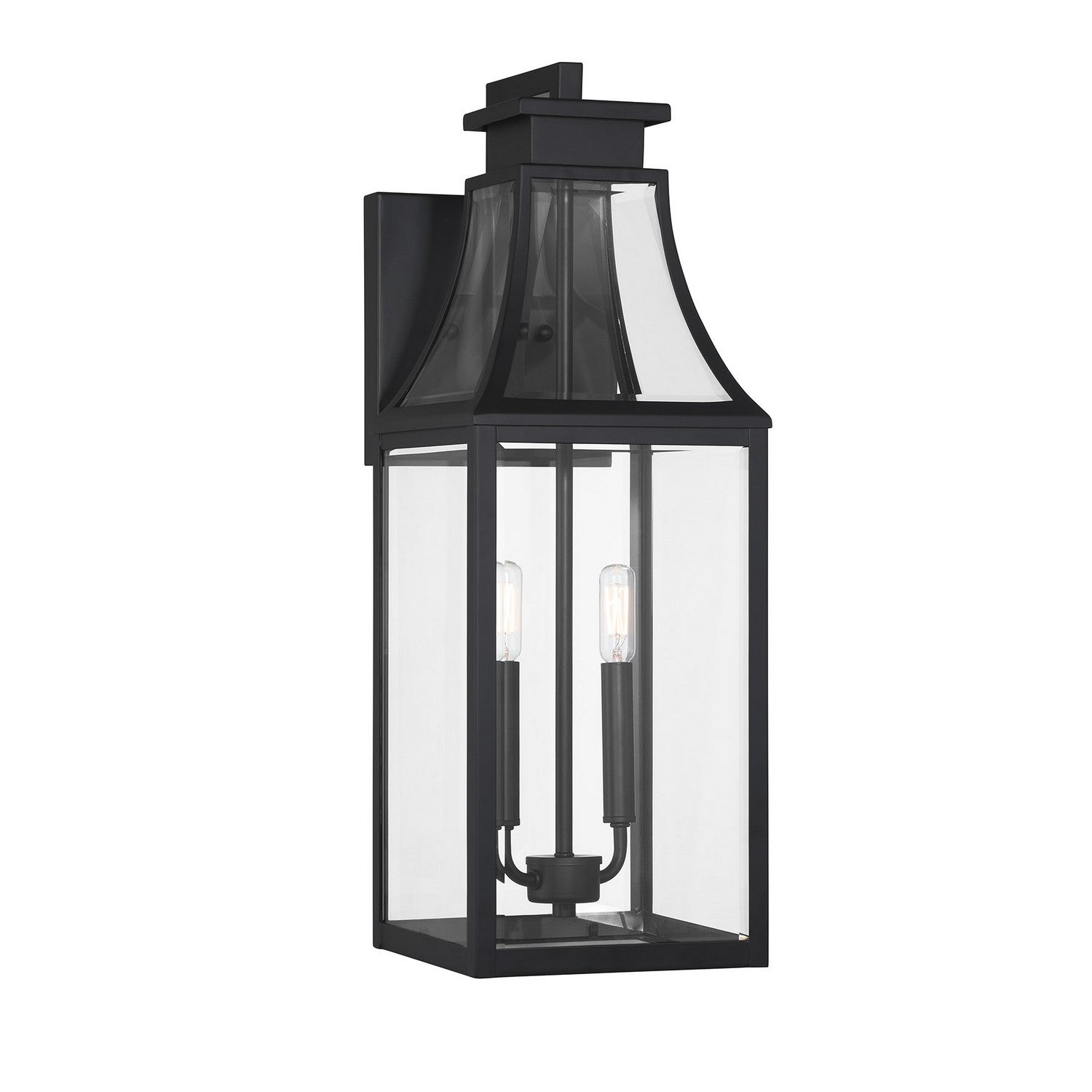 Emery Two Light Outdoor Wall Lantern in Matte Black